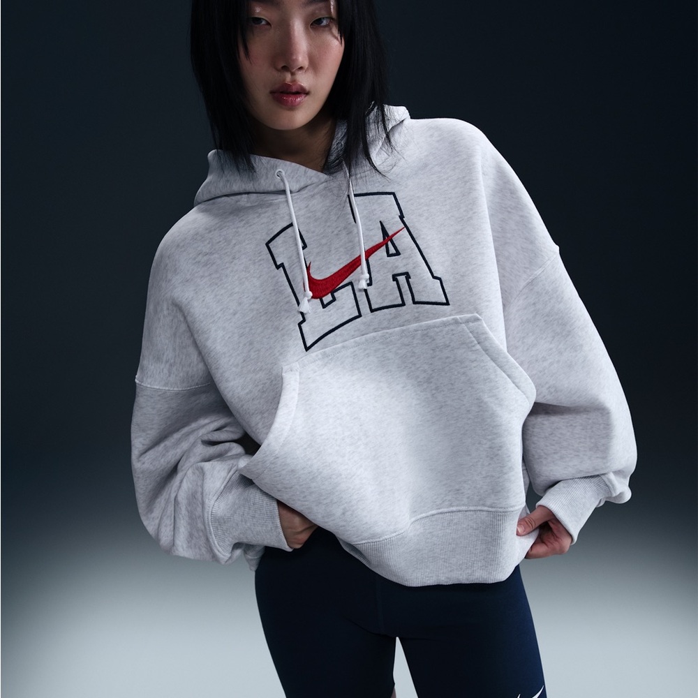 Nike Women's Heather Gray LA Hoodie (PHOENIX FLEECE OVER-OVERSIZED HOODIE)